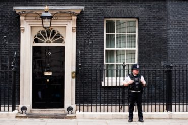 Policeman standing outside number 10 Downing street